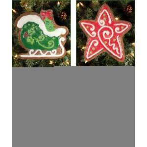  Glitter Snowman/Star/Bell/Sleigh Ornament 4 Assorted