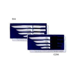   set with parer, utility / steak, stubby butcher and slicer knives