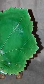 Antique English Green Glazed Creamware Leaf Plate  