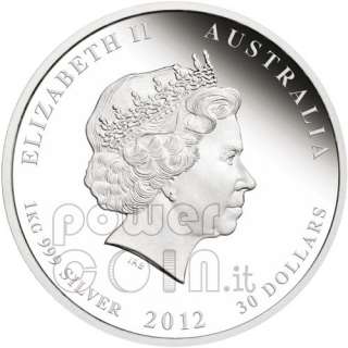 DRAGON Lunar Year Series 1 Kg Coloured Silver Proof Coin 30$ Australia 