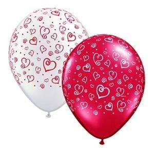   & Pearl White 11 Latex Balloons with Hearts