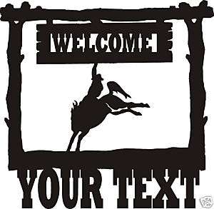 Custom Metal Art Bronc Rider Western Welcome Sign Horse  