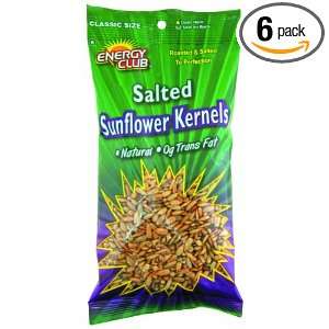 Energy Club Sunflower Kernels, Roasted & Salted, 6.5 Ounce Bags (Pack 