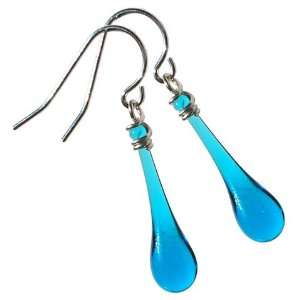  Turquoise Sundrop Simple Earrings, glass and sterling 