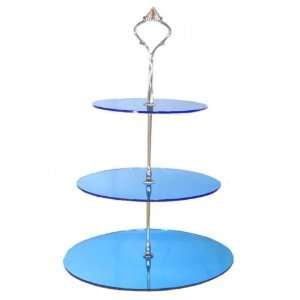  Tier 3mm Acrylic Blue Mirror Circle Cake Stand (approx 24 cup cakes 