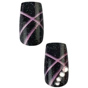 Cala Professional Dazzling Designer Nails in Black Sparkle with Purple 