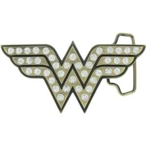  DC Comics Wonder Woman Gold Logo Rhinestones Belt Buckle 