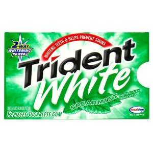 Trident White Sugarless Gum, Spearmint, 12 Count Packages (Pack of 24)