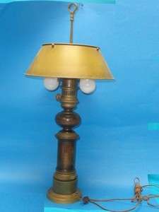 RARE BRASS VIINTAGE CHAPMAN BOUILLOTTE TABLE LAMP w/ TOLE SHADE  