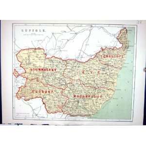   Stowmarket Woodbridge Sudbury Keane Antique Map 1886