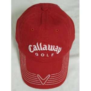  Callaway Pro Stitch Hat Red/White Washed Chino 09 NEW 
