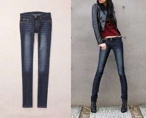   Low Rise Dark Blue Faded Jeans Stretchable Pencil Jeans 920#  