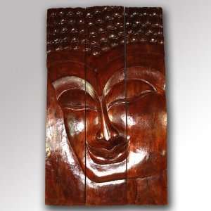  Suar wood Buddha face wall hanging three panels