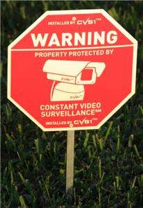 Security Camera Yard Sign w Post & Dozen Stickers CCTV  
