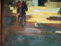   Abstract Oil French Montmarte Cafe Street Scene Listed Artist  