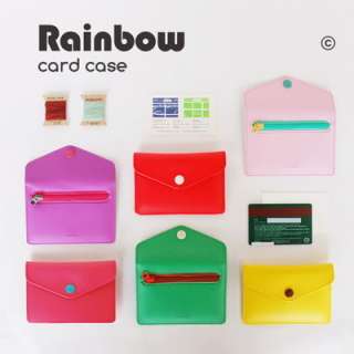 Fashional Korean Style Zipper Credit Bus Rainbow Card Case 1pc  
