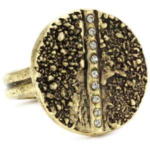  Paige Novick Lake Como Gold Textured Medallion Ring Size 
