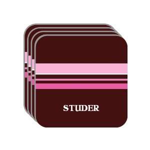 Personal Name Gift   STUDER Set of 4 Mini Mousepad Coasters (pink 