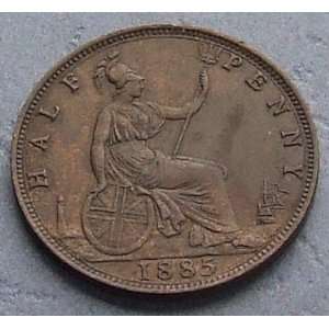  Very Fine 1885 English Half Penny    Just 8.6 Million 