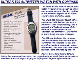 ULTRAK 590 Altimeter Watch + Compass Thermometer Timers  