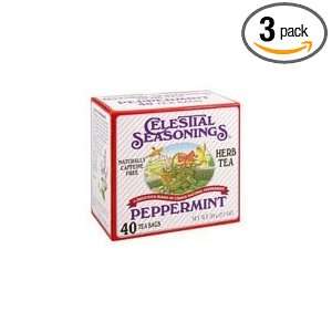 Celestial Seasonings Herb Tea Peppermint LARGE Box, 40 count (Pack of3 