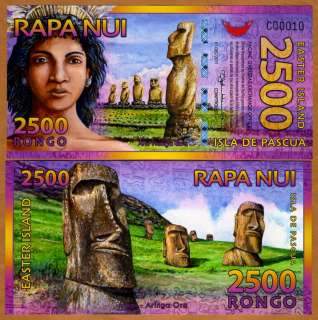 Easter Island, 2500 (2,500) Rongo, 2011, Polymer, New, UNC  Beautiful 