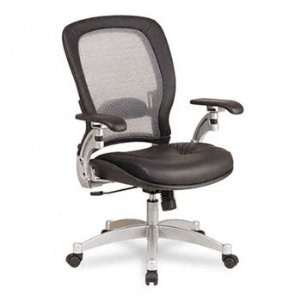  Light Air Grid Executive Chair, Leather Upholstery, Black 