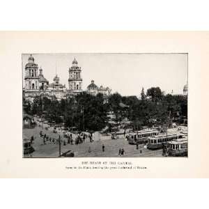  1914 Print Zocalo Plaza Constitucion Mexico City Cathedral Capital 