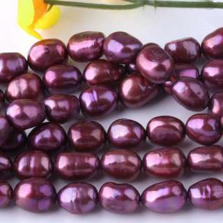 Purple Cultured Freshwater Nugget Pearl Beads 8 9mm C40  