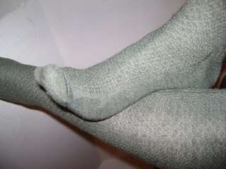 WELL WORN USED GREEN CABLE KNIT KNEE HIGH SOCKS  