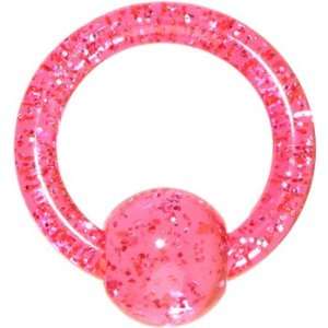  10 Gauge Pink Glitter Ball Captive Ring Jewelry