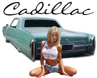 CADILLAC T SHIRT PINUP GIRL 69 COUPE DEVILLE SHIRT  