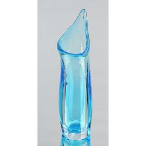   Design Hand Blown Glass Art   Simple Love Ocean Blue Tube Love Vase