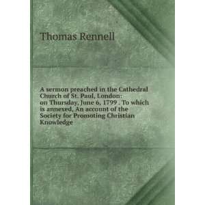   for Promoting Christian Knowledge Thomas Rennell  Books