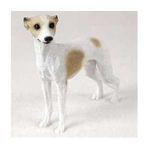  Whippet Dog Figurine   Tan & White