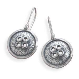  Sterling Silver Oxidized Button Design Earrings Jewelry