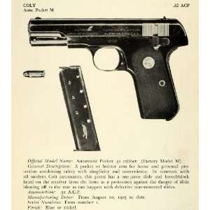  .32 ACP Automatic Pocket Colt Pistol Model M Handgun Holster Arm Gun 