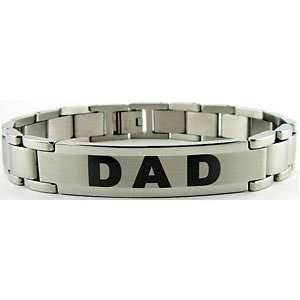    Dad ID Bracelet, Stainless Steel Panther Link , 8 Jewelry