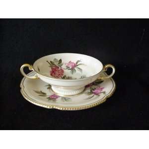  CASTLETON CREAM SOUP/SAUCER PEONY 