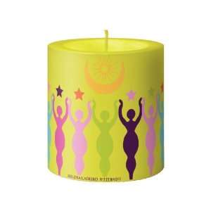 Candle, La Vela, Green Solsice Designer Decorated Candle w Stainless 
