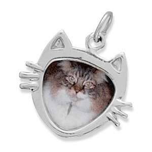  Sterling Silver Cat Face Picture Frame Charm Picture Frame 