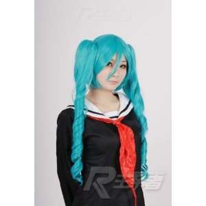  Blue Anime Cosplay Costume Wig w/ Curly Pigtails Toys 