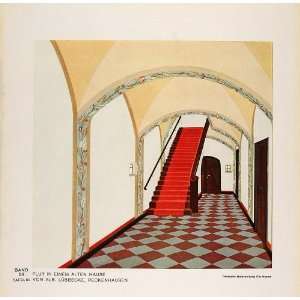  1933 Art Deco Corridor Hall Stair Interior Design Print 