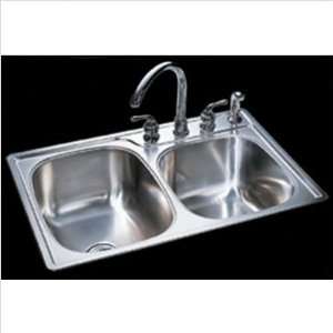   Double Bowl Stainless Steel Kitchen Sink Number of Holes 3, Gauge 18