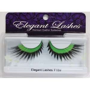  Elegant Lashes F159 Premium Green Black and White Feather 