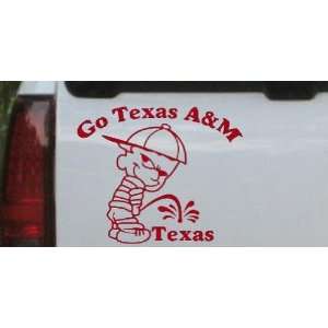 Red 26in X 22.3in    Go Texas AandM Pee On Texas Car Window Wall 