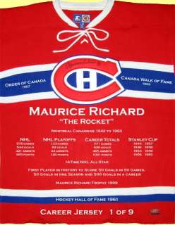 Autographed Maurice Richard Wool Career Jersey #1 of 9  