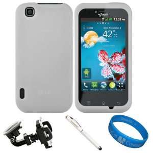 Frost White Silicone Skin Protector case for LG MyTouch Android 2.3.4 