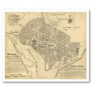 Plan of Washington DC Map 1792 Poster