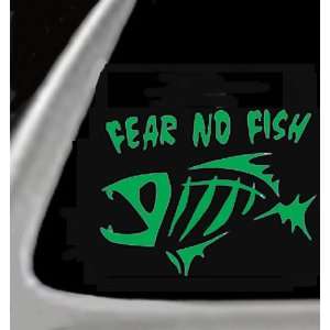  FEAR NO FISH Giant 12 YUK GREEN Vinyl STICKER / DECAL 